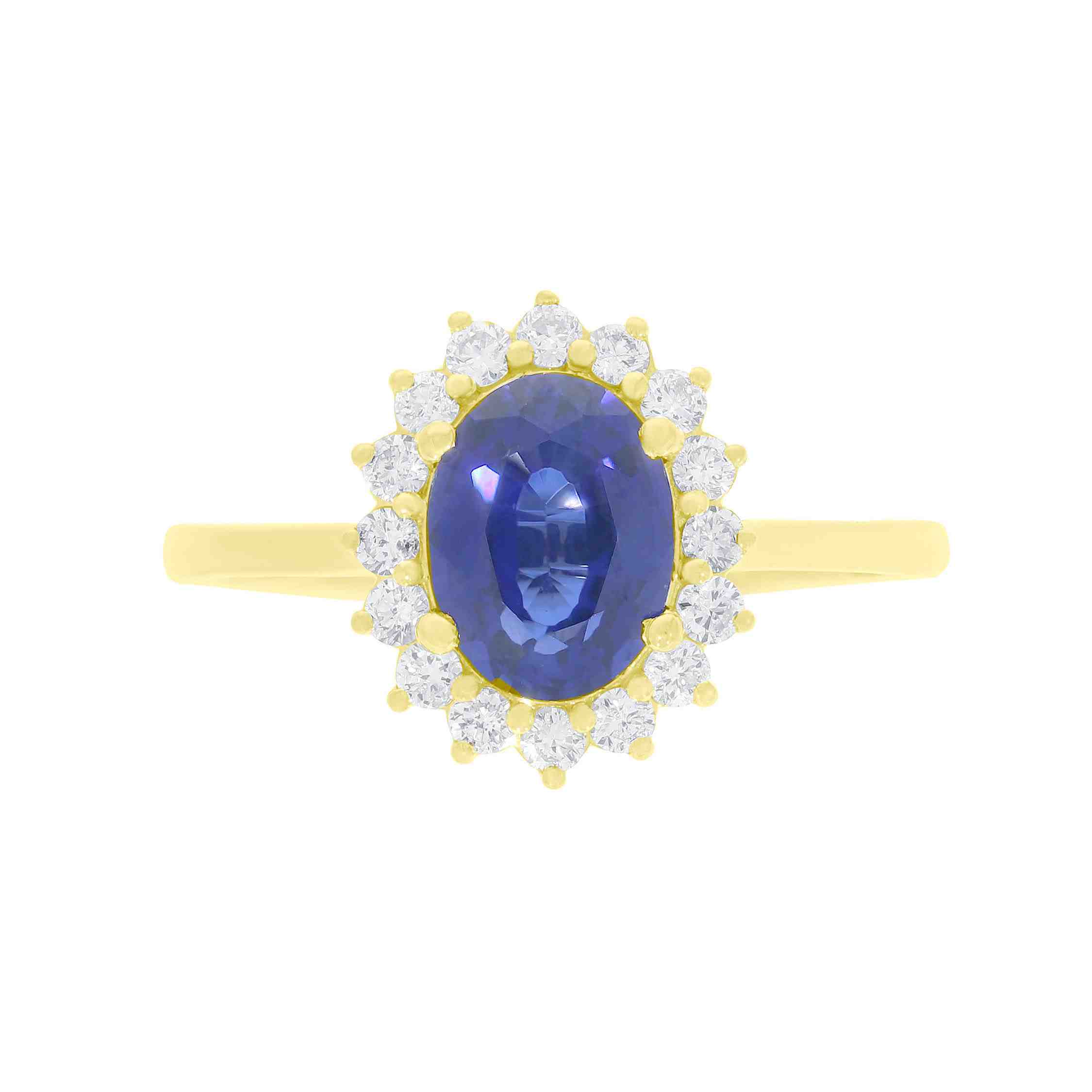 Oval Shape Blue sapphire And Halo Diamond Ring LR12152A
